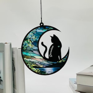 Personalized Cat Memorial Suncatcher, Gift For Cat Lovers, Cat Loss Gift, Loss of Pet Sympathy Gift, Handcrafted Suncatchers