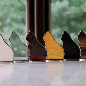 Stained Glass Cat Suncatcher: Memorial Ornament, Cat Sympathy Gift