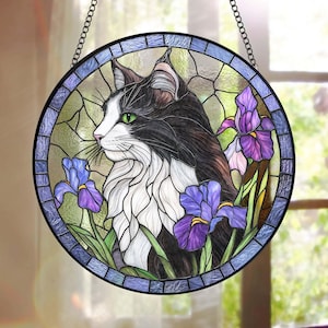 Custom Pet Stained Glass Suncatcher, Pet Memorial Gift, Personalized Dog Cat Portrait From Photo, Pet Loss Gift, Stained Glass Pet Keepsake