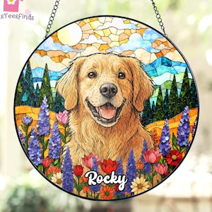 Personalized Dog Memorial Stained Glass Suncatcher - Custom Pet Photo Christmas Ornament, Sympathy Gift