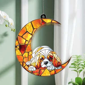 Cavalier Suncatcher Hanging Window Decor, Dog Lover Memorial Sun Catcher, Pet Remembrance Gift for Dog Enthusiasts