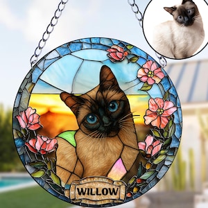 Dog Suncatcher, Custom Pet Stained Glass Window Hanging, Personalized Cat Sun Catcher, Pet Memorial Gift, Cat Lover Gift, Dog Memorial Gift